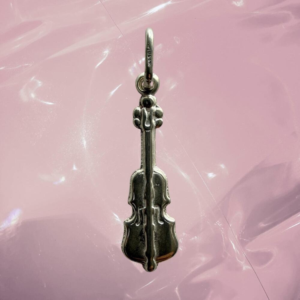 Vintage 925 Sterling silver violin viola music lucky charm pendant